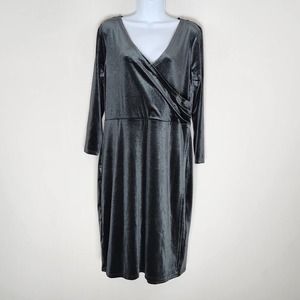 Ann Taylor Faux Wrap Dress Knee Length 3/4 Sleeve V-Neck Size L New With Tags